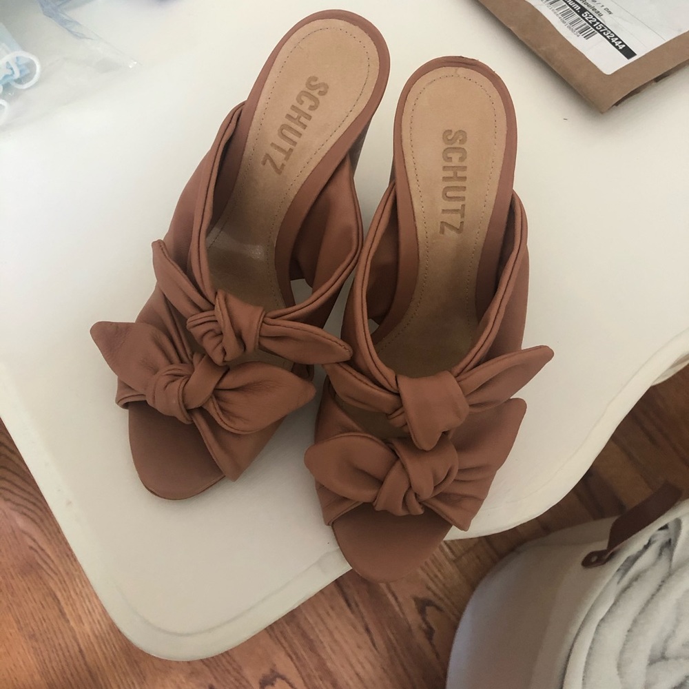 Schutz Bow Block Heel Sandals